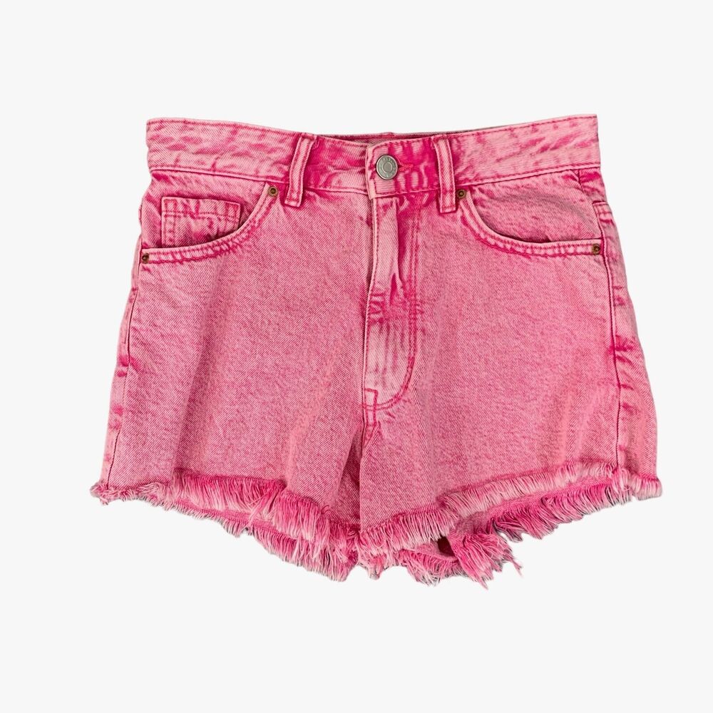 Pacsun Short Womens 23 Sassy Pink Denim High Rise Festival Cutoff Frayed Hem